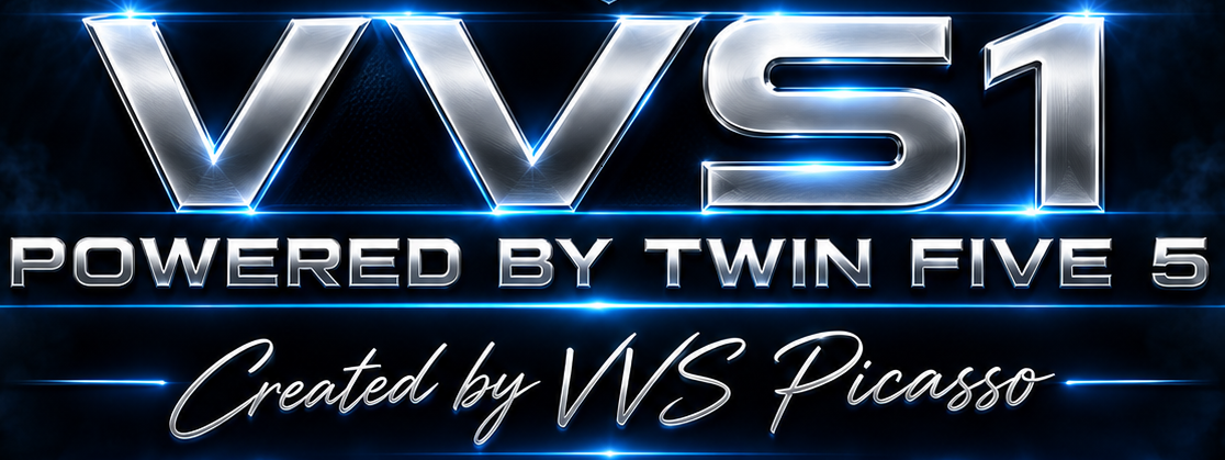 VVS1 · Powered by Twin Five 5 · Created by VVS Picasso